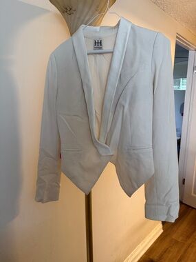 Haute Hippie Cream Open Shawl Lapel Cropped Blazer